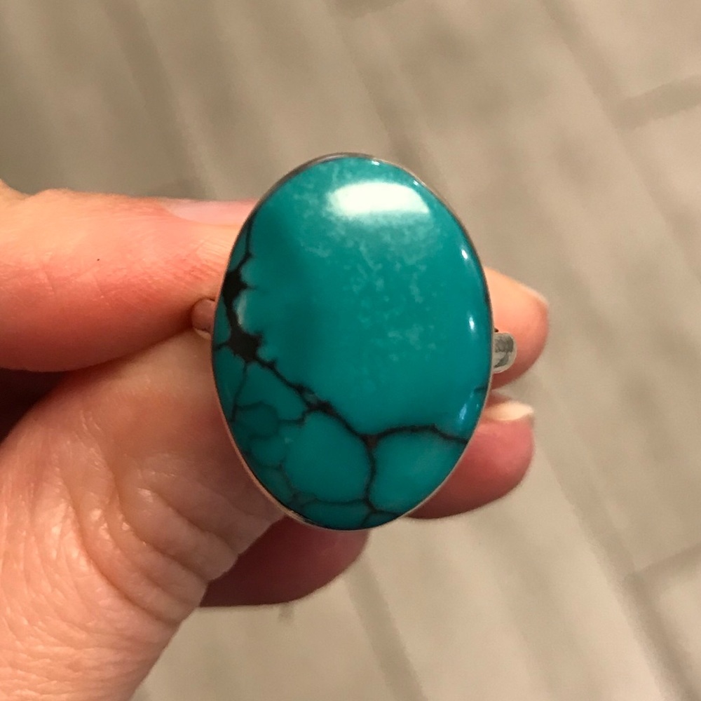 Turquoise, sterling and fine silver ring